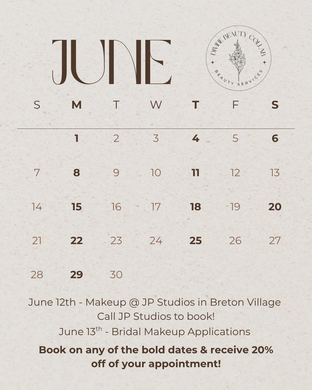 Book your appointment for June &amp; receive 20% off of your first appointment! Link in bio.