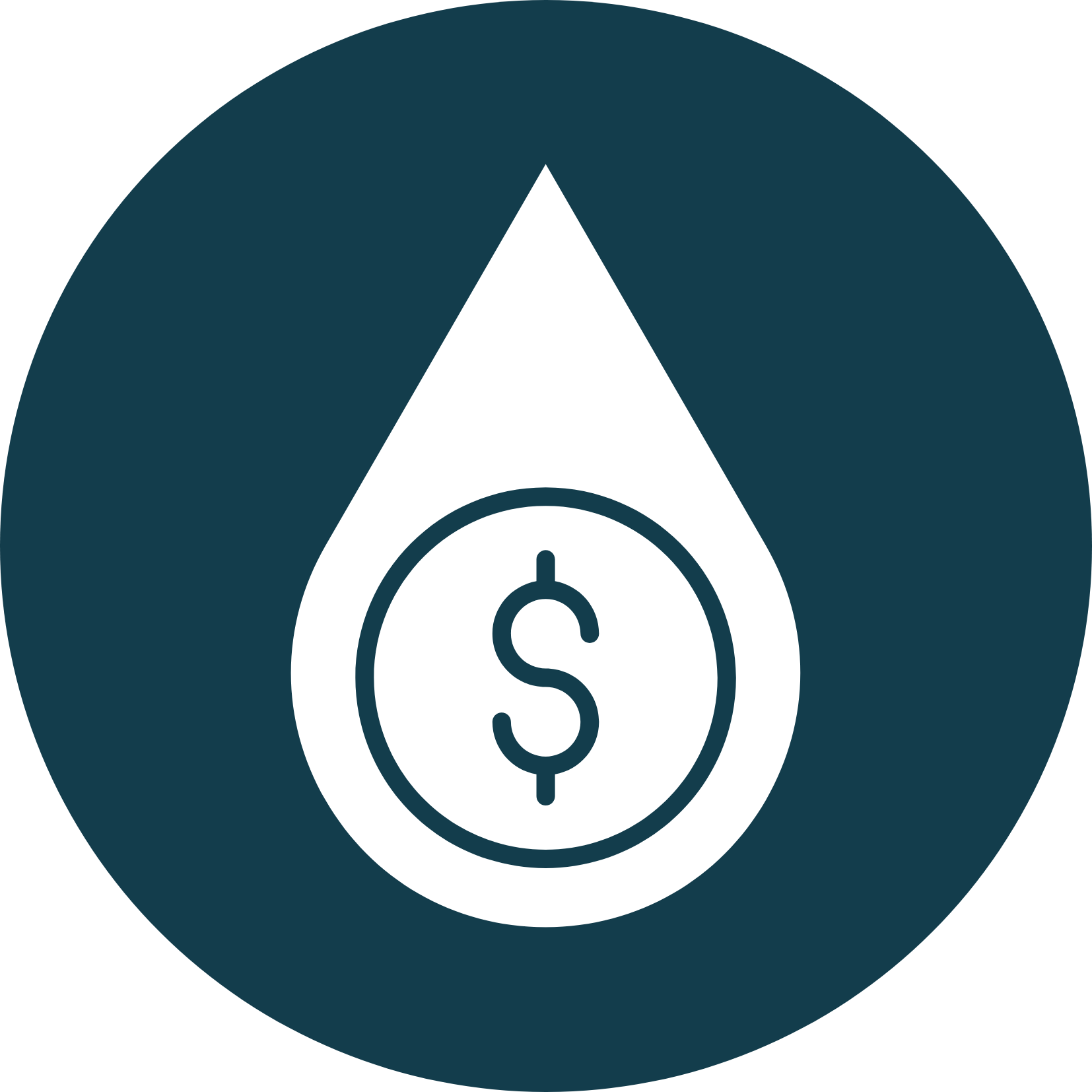 Icon of a droplet with a dollar sign inside, representing exit & liquidity planning services offered.