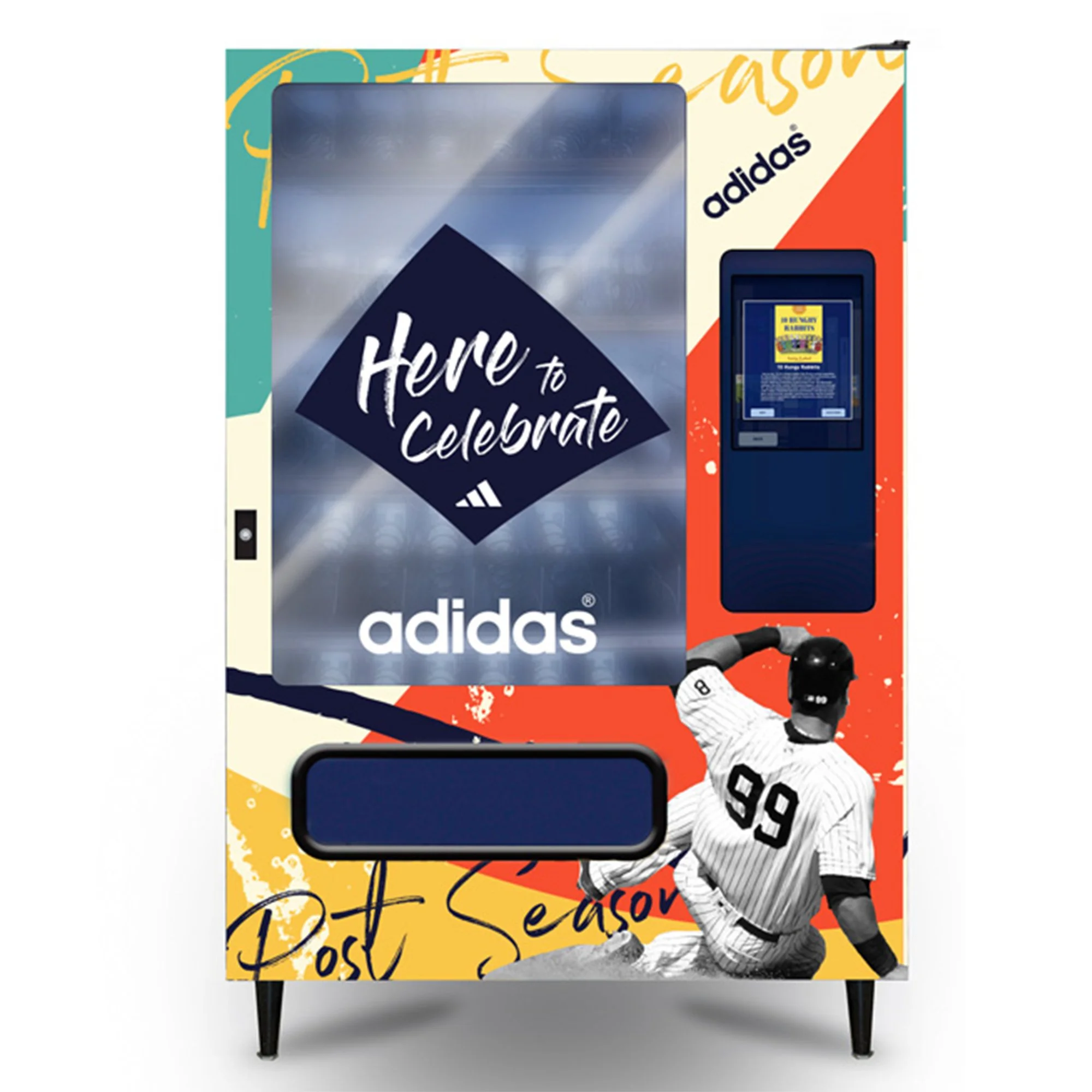 A colorful promotional poster for the Post Season of the Green Bay Packers, featuring a football player and a digital screen.