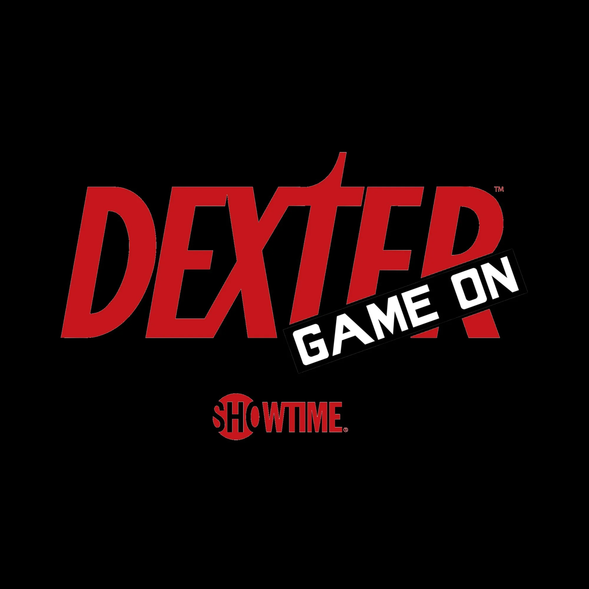 Logo for the TV show 'Dexter: New Blood' with the title in red text on a black background.