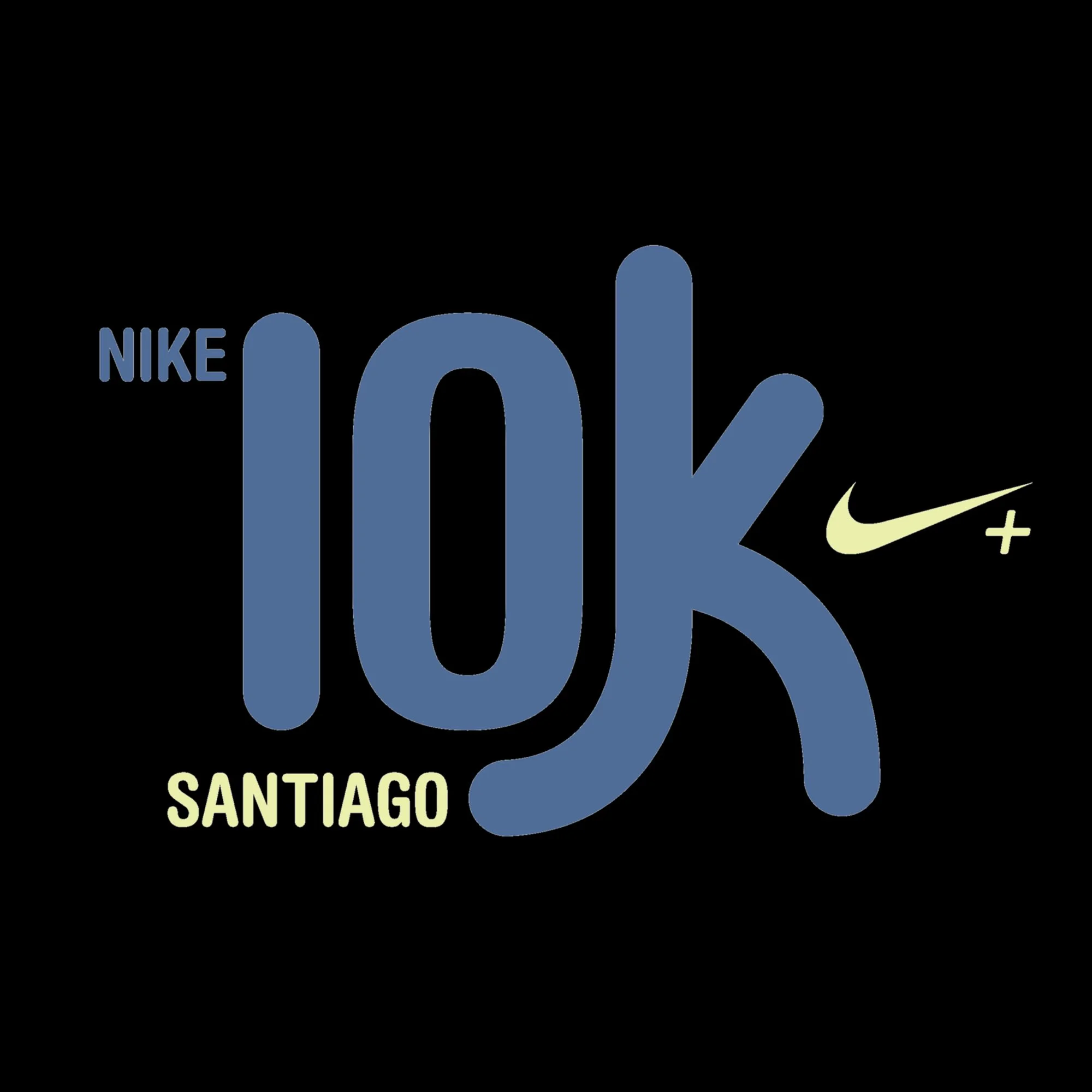Nike logo with the words 'Santiago' underneath on a black background.