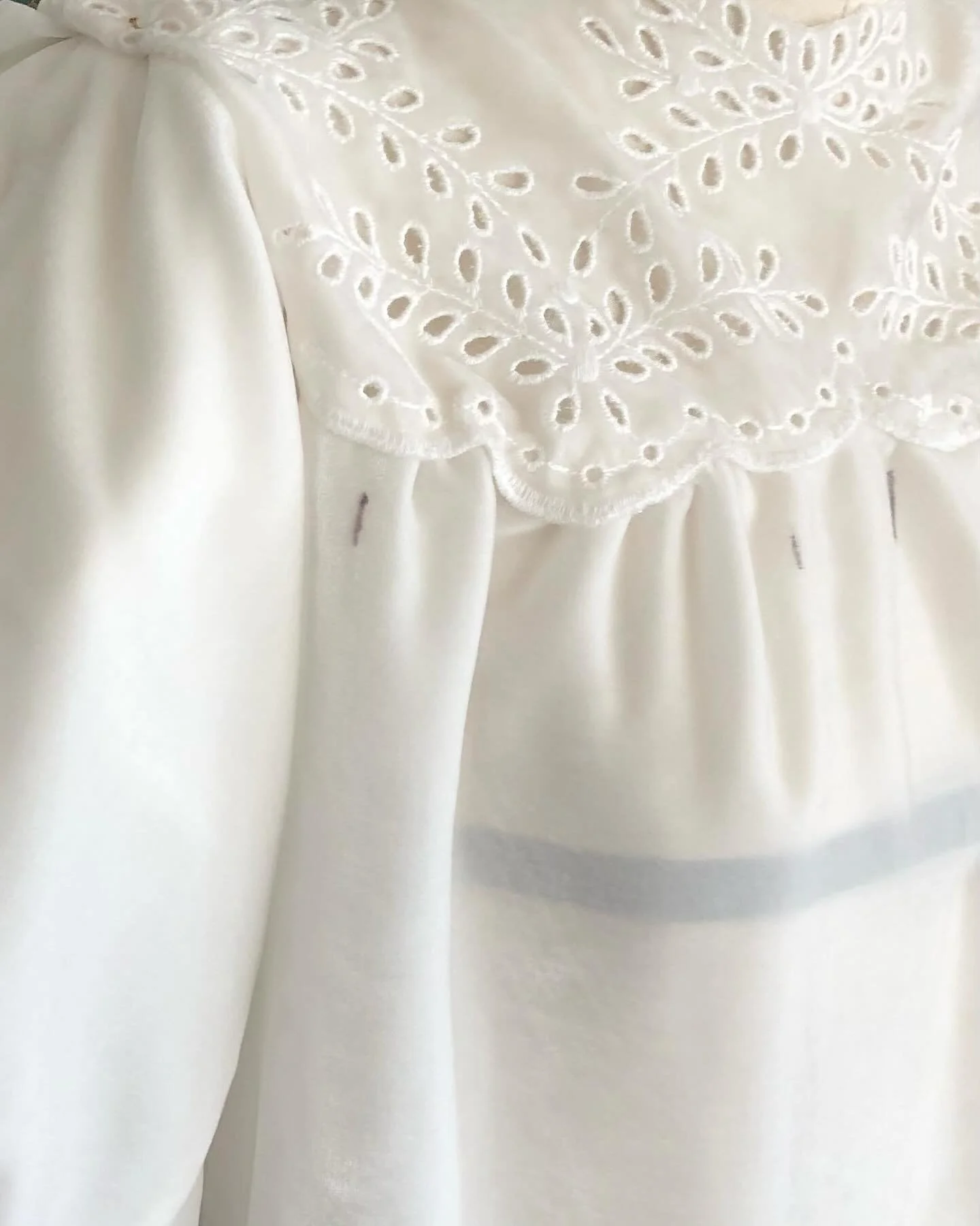 | Prototype.

Dans les coulisses de la cr&eacute;ation de la blouse Alma, avec son empi&egrave;cement cousu &agrave; la main en velours de soie ajour&eacute;.
