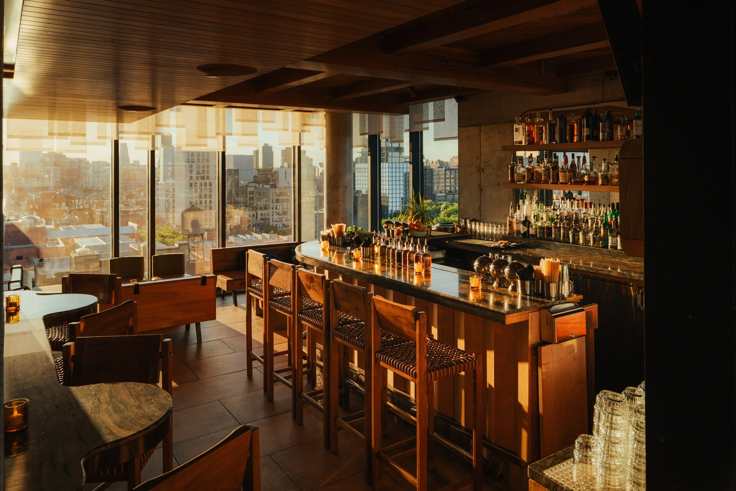 Beautiful and thoughtful bar design perfect for private events with an amazing view at Daintree Lower East Side