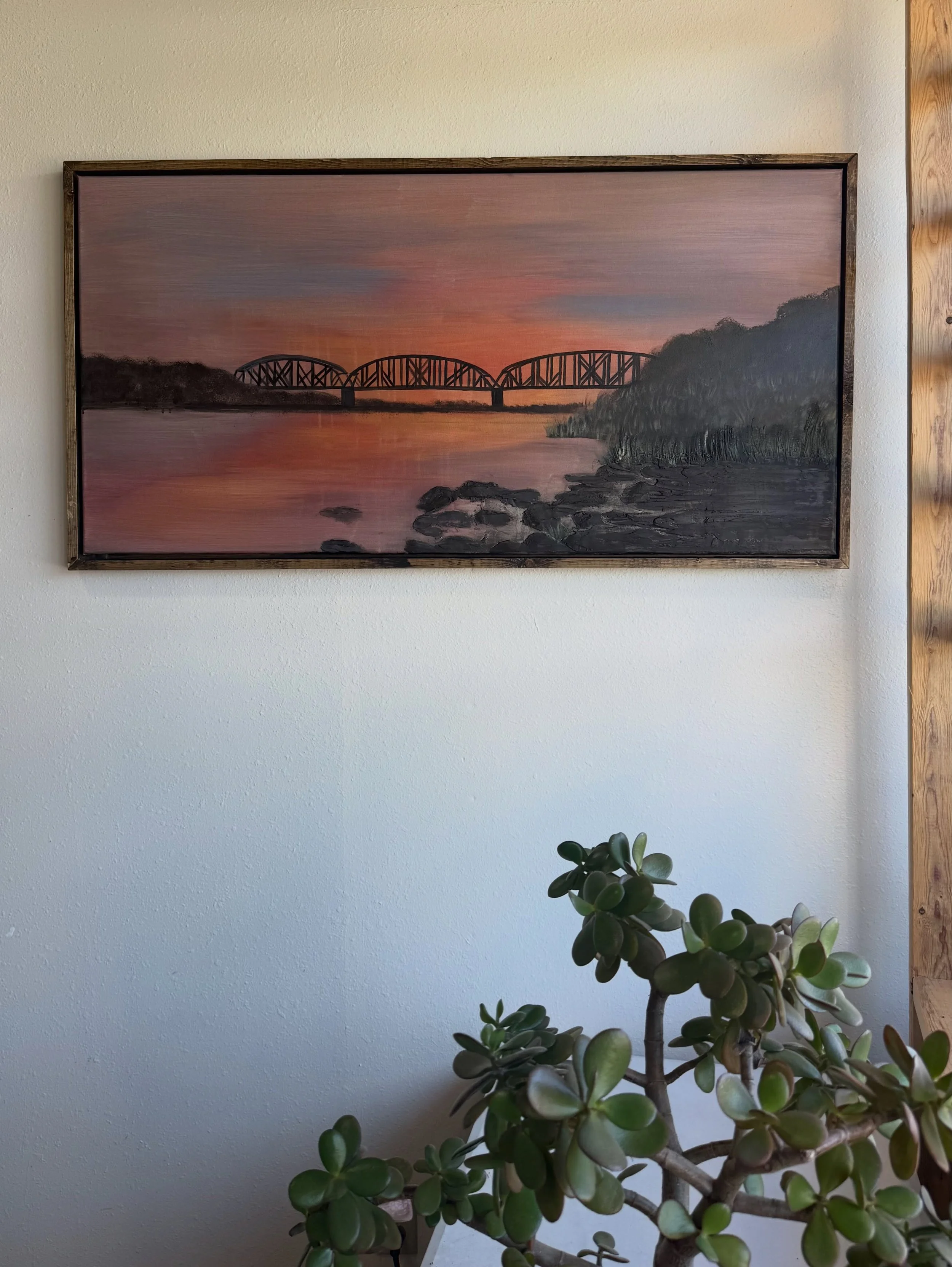 &lsquo;LAST SUNSET FOR NORTHERN PACIFIC RAILROAD BRIDGE&rsquo;, 24x48, 2026&ndash; $999 AVAILABLE NOW