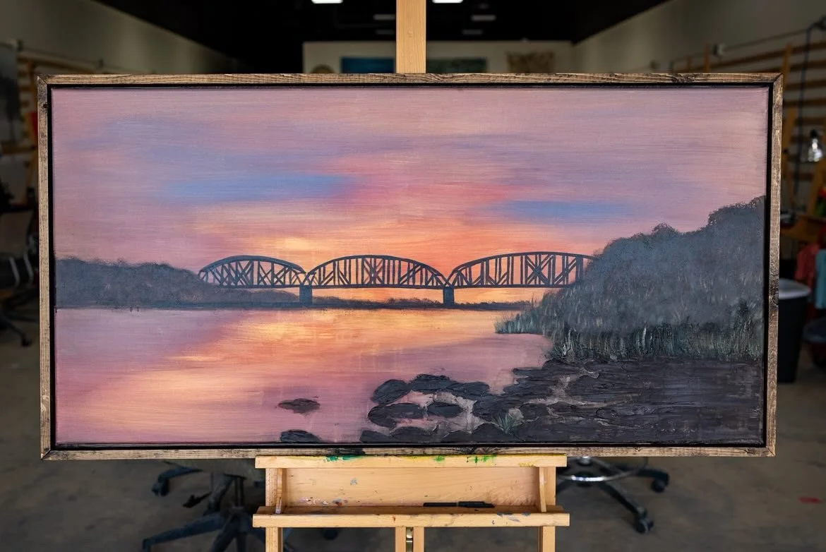 'Last Sunset for Railroad Bridge' (Original)