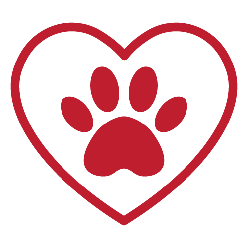 Red heart with a paw print inside.