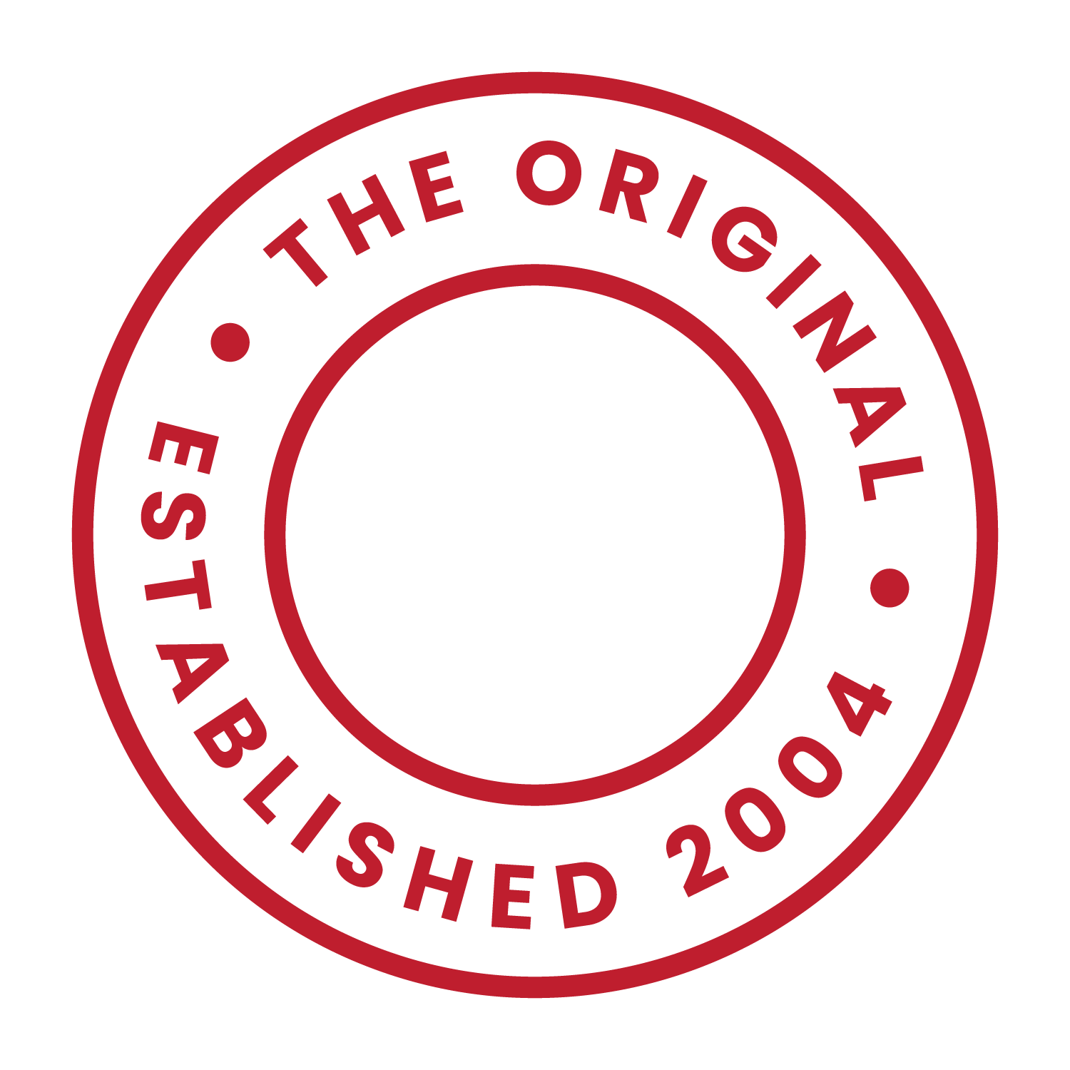 Red circular stamp with the text, 'The Original' at the top, 'Established 2004' at the bottom, and 'Best in' in the middle.