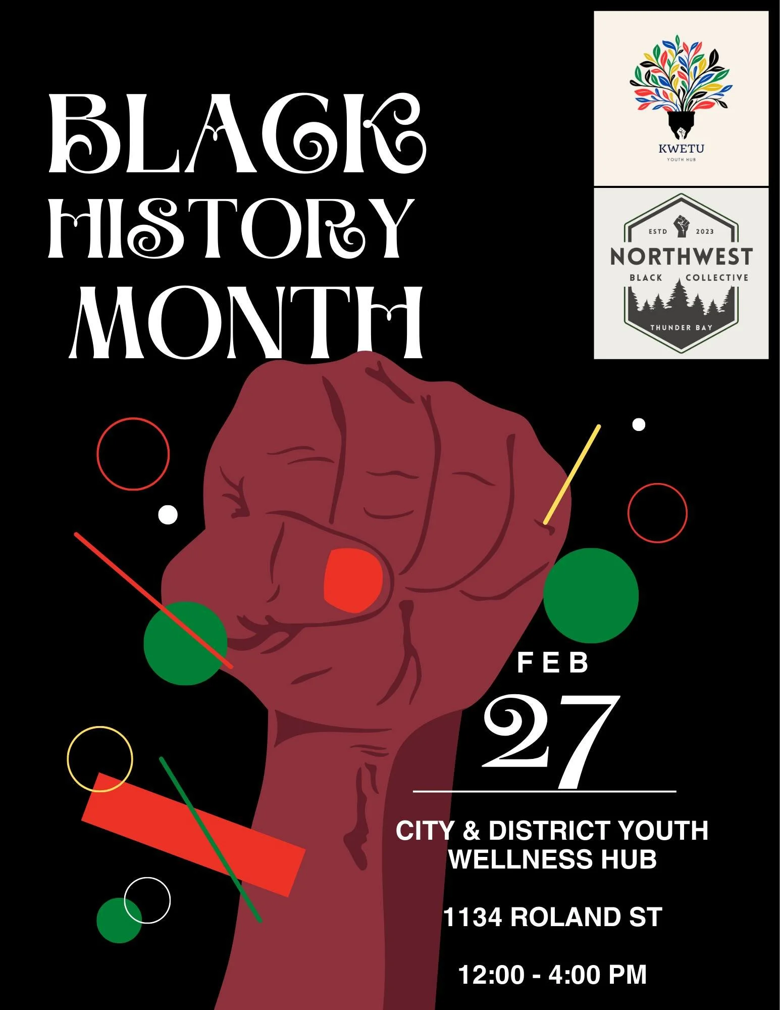 Join us as we celebrate black history, culture, and community with @kwetuyouthhub  and @northwestblackcollective! Enjoy a cultural meal and relax on island time. The event will take place at the Youth Wellness Hub on Saturday, February 28th from 12&n