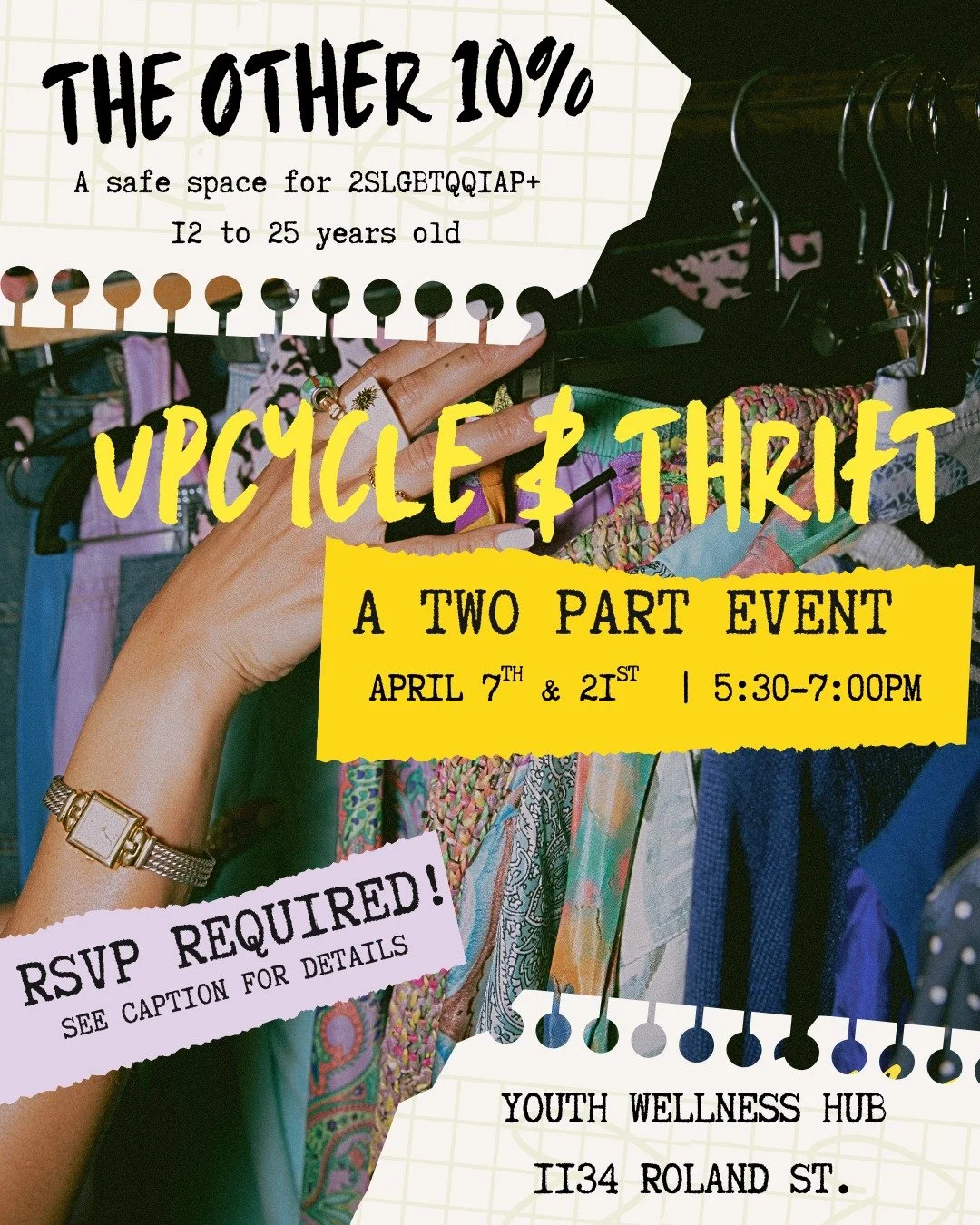 Join us for this fun two part event!

1) Tuesday April 7th- Thrift Store Hunt! We will meet at the Hub and take a field trip to the Thrift Store. Each person will be given the same amount of money and time to search for an item(s) to upcycle/DIY. We 