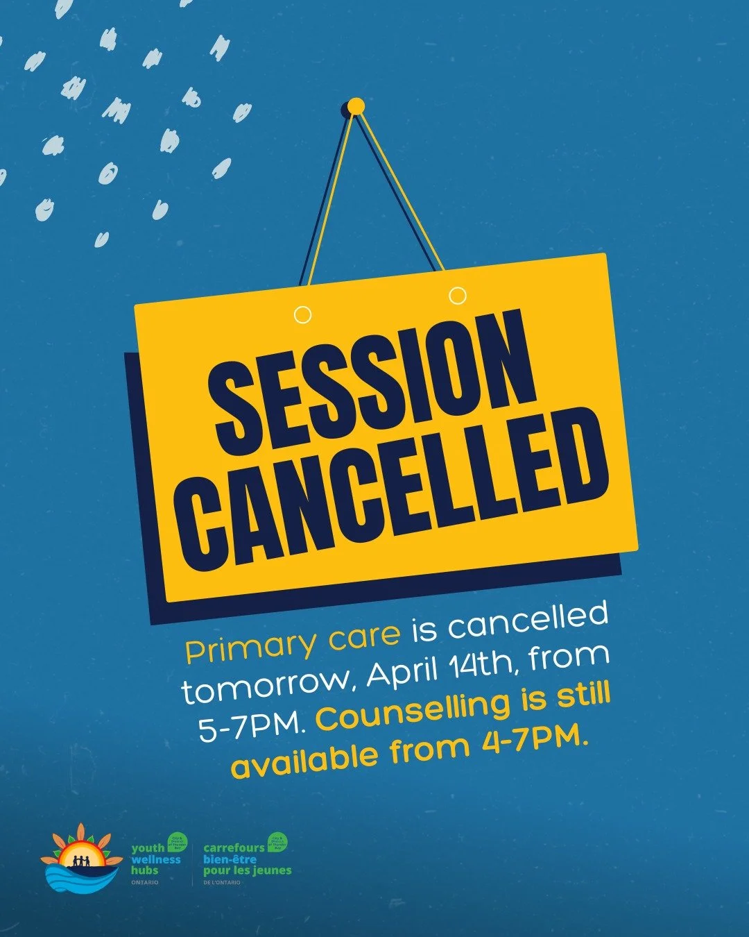 UPDATE: Primary Care with our nurse practitioner is cancelled tomorrow, Wednesday April 15th. We will have counselling available from 4-7PM, and our nurse practitioner will be here on Thursday April 16th from 4-7PM taking walk-in appointments.

For a