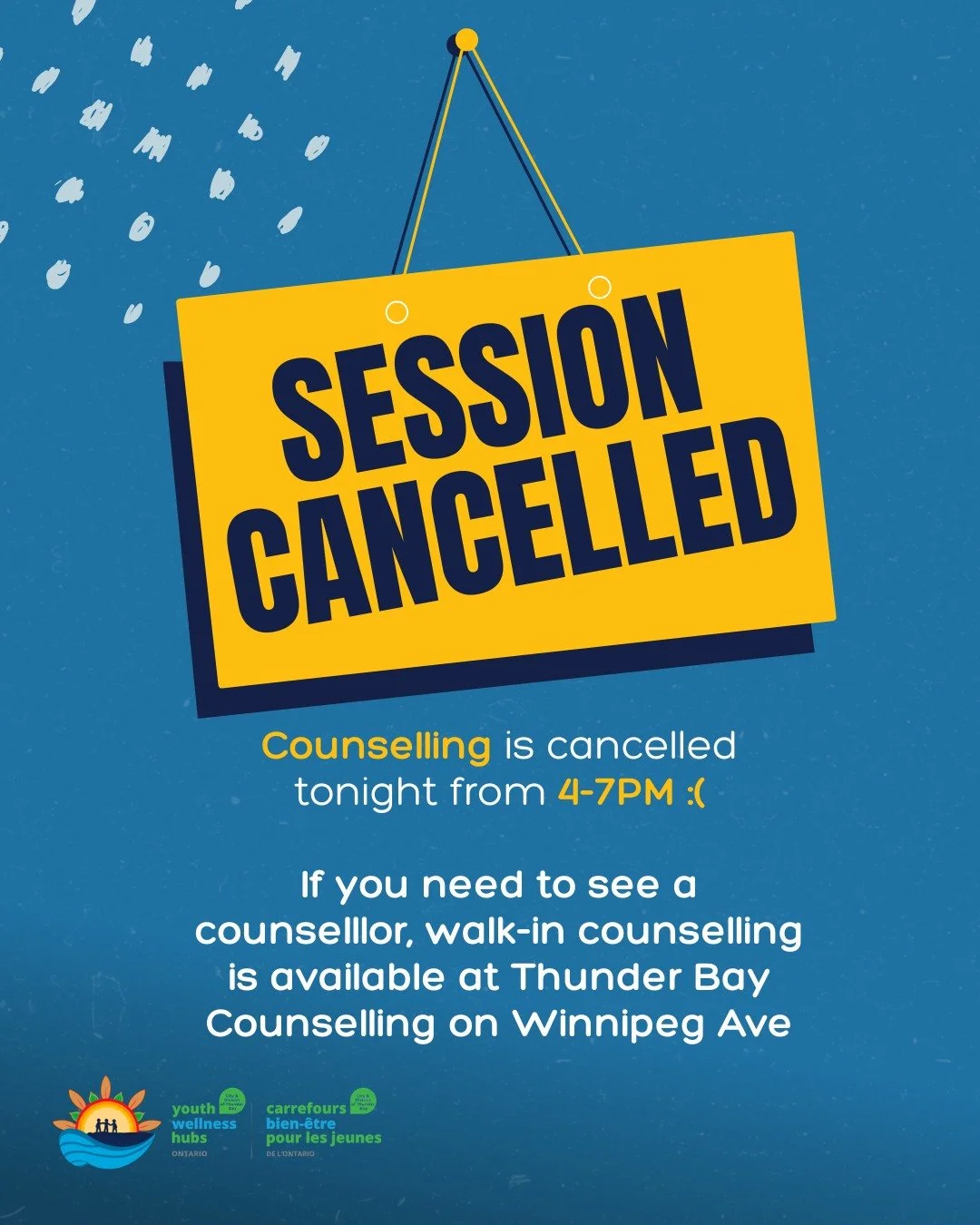 Unfortunately our counsellor was unable to be at the Hub today.

If you need counselling, the @tbaycounselling walk-in is open today. If you need help accessing resources, our Care Navigators are in today :)