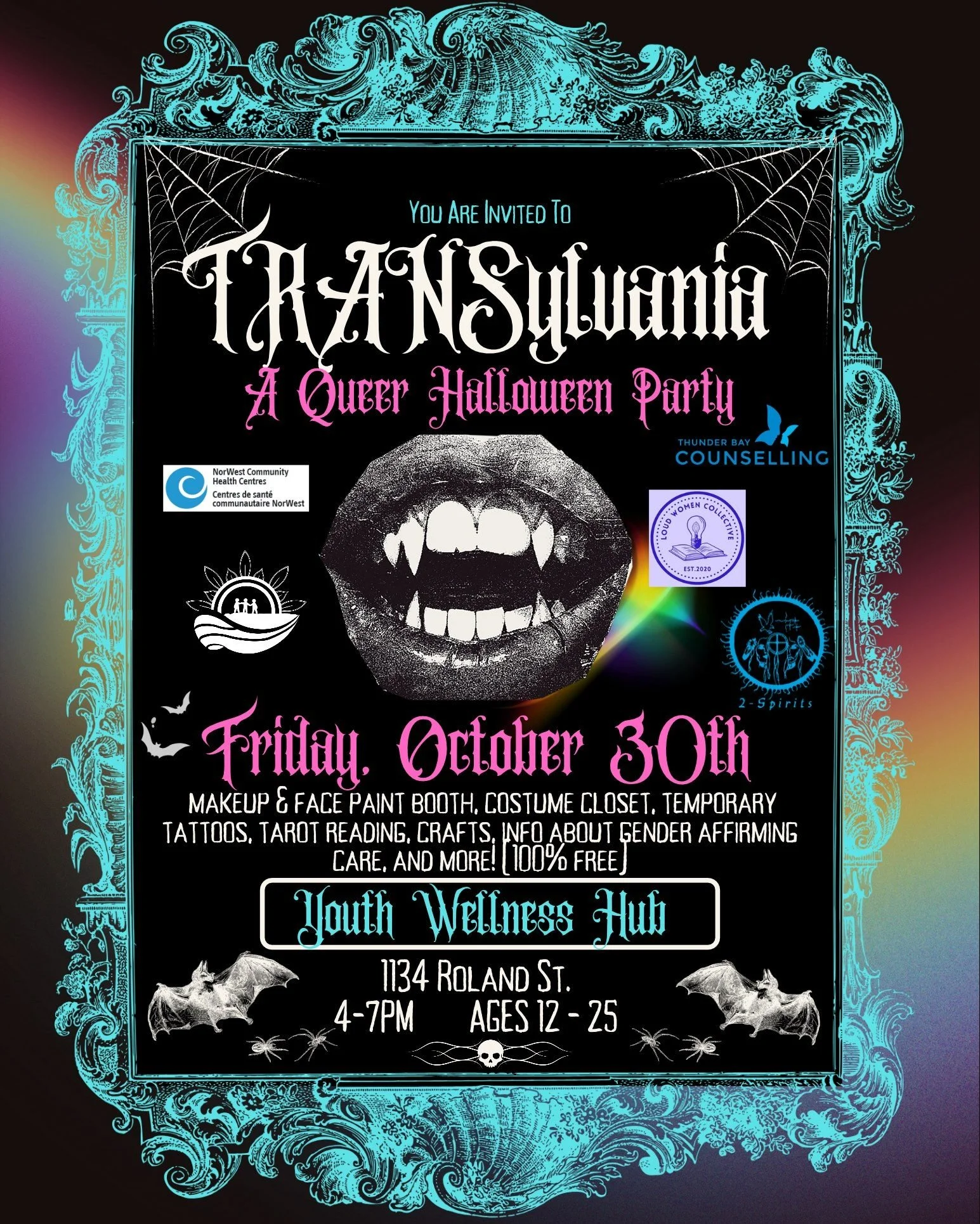 Calling all vamps &amp; witches, ghosts &amp; ghouls...
ཐི ₍^. ̞.^₎ ཋྀ
In collaboration with Thunder Bay Counselling, Loud Women Collective, Norwest Community Health, Two-Spirited People of the First Nations, Indigenous Friendship Centre, and more, t