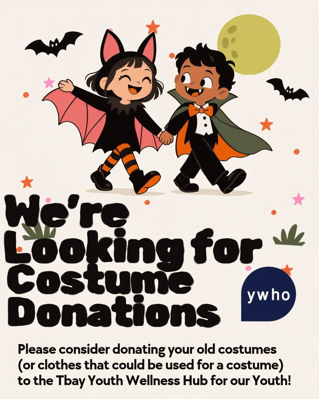 Hi folks! We are looking for donations of Halloween costumes/supplies, and clothes in good shape that could be used for Halloween costumes for youth ages 12 - 25. 

Please drop off at 1134 Roland St. and chat with a staff member when you arrive. Give