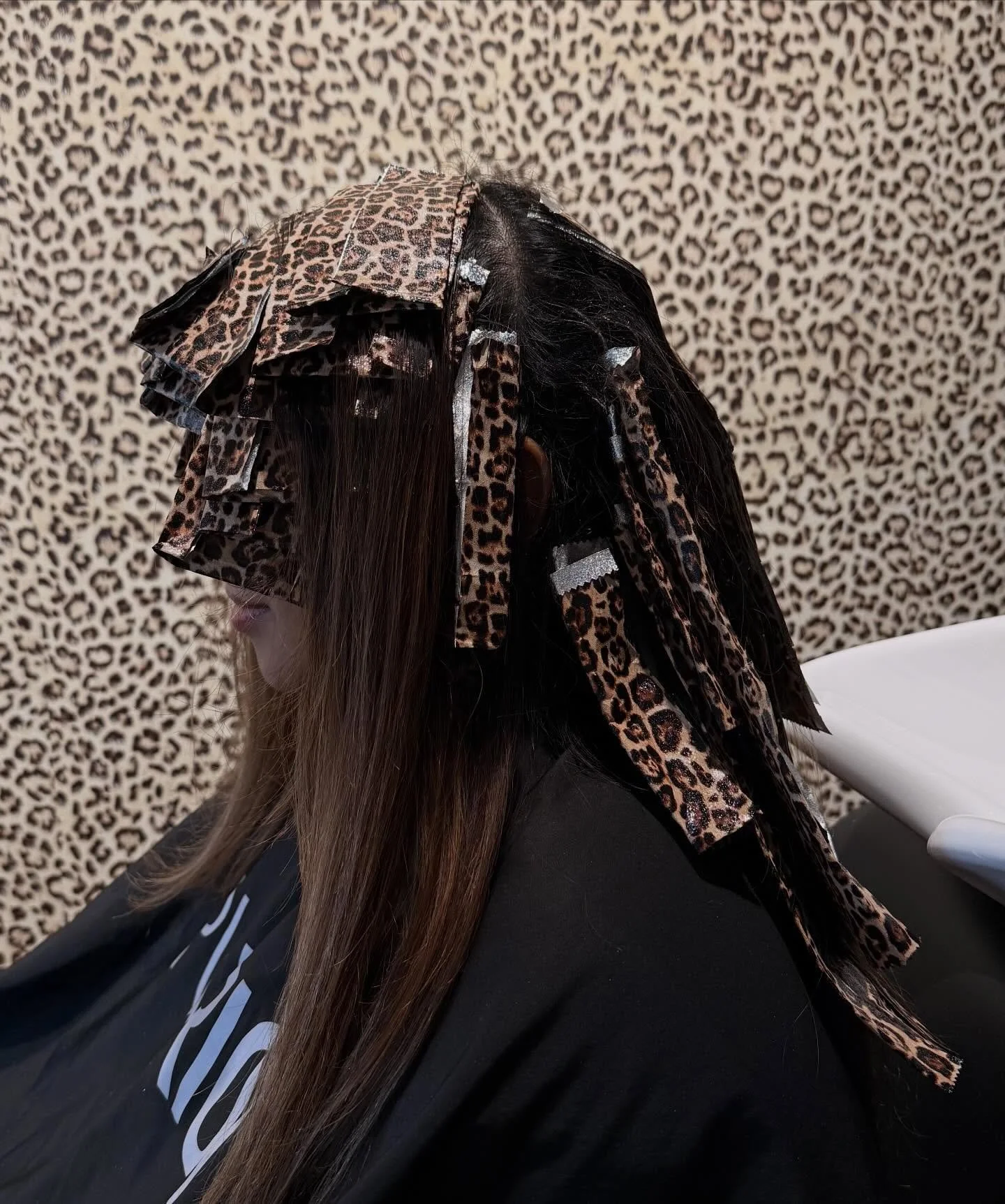 Matching my foils to my wall 🐆 #wichitahairstylist #wichitahair #icthair #icthairstylist #wichitasalon