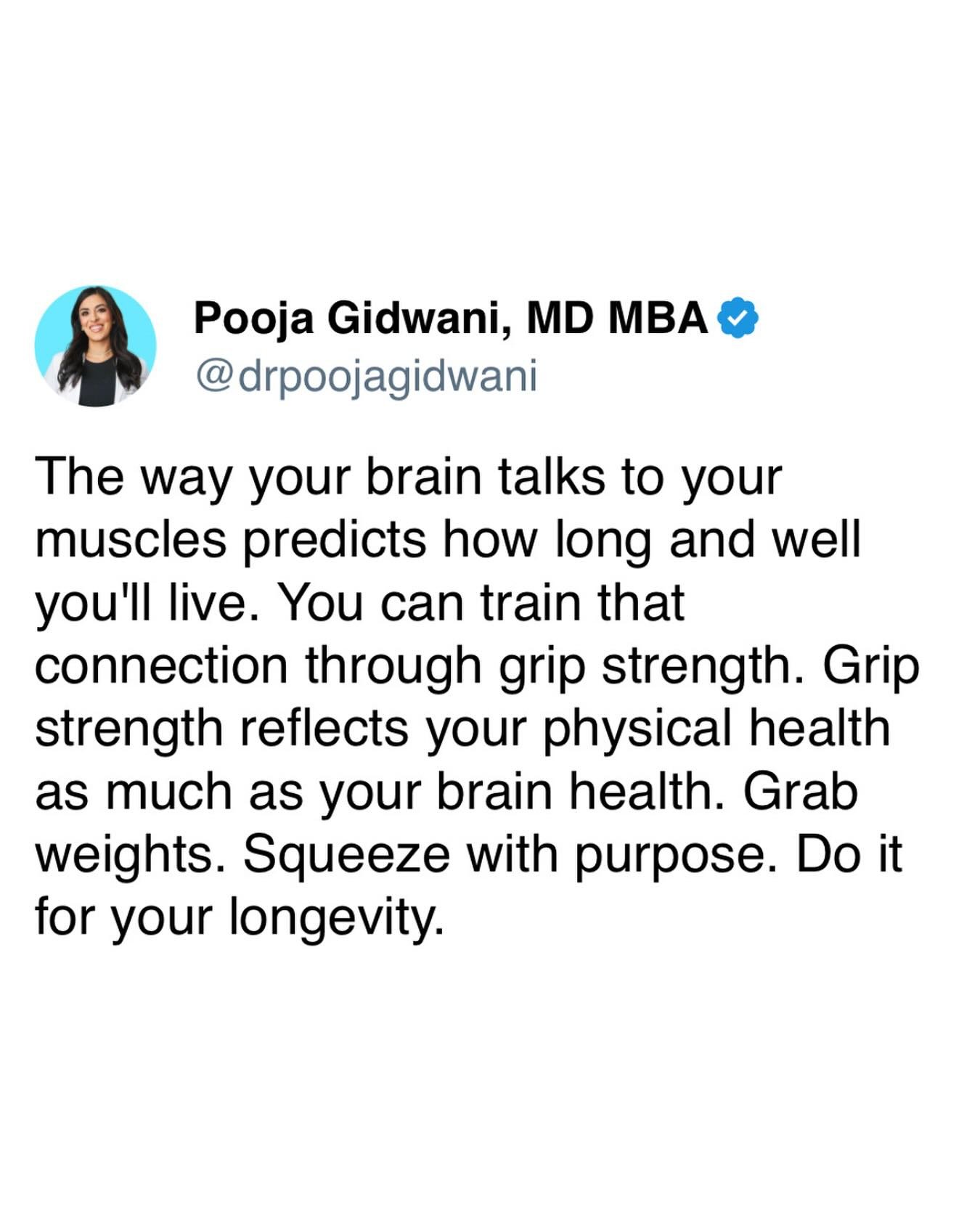 Most people think grip strength is just about muscle. But it&rsquo;s also a powerful indicator of brain-to-body communication, and one of the strongest predictors of how well you&rsquo;ll age.

Studies show lower grip strength is linked to higher mor