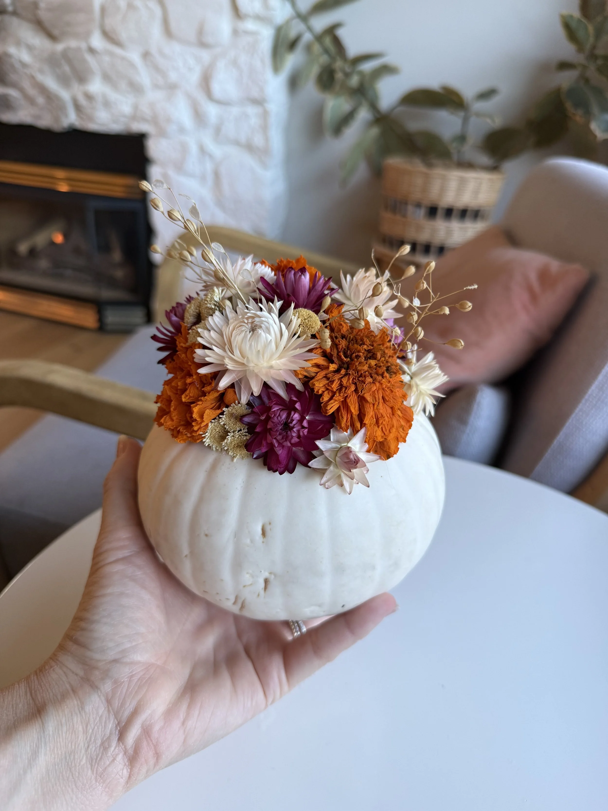Dried Floral Pumpkin