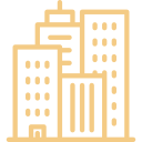 Outline of a city skyline with tall buildings