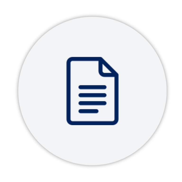 Icon of a document with lines of text on a dark background.