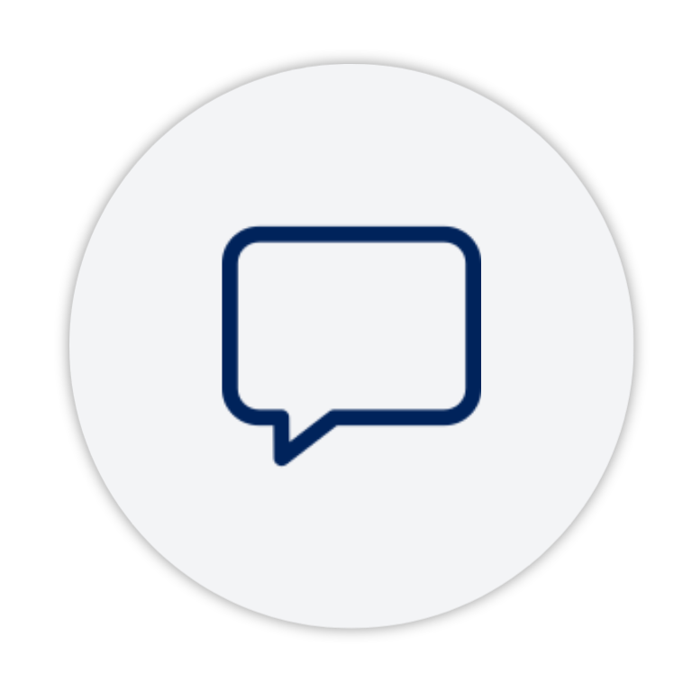 Messaging app icon with a speech bubble inside a circle on a black background.