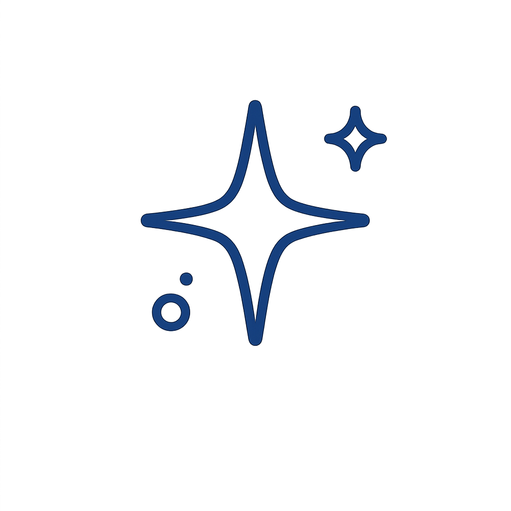 Sparkling star and splashes icon representing cleanliness or freshness.