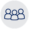 An icon of three people, representing a group or community.
