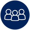 Icon representing a group of four people.