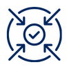 A radar screen with a target marked by a checkmark inside a circle.