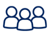 Icon of three people with circular heads and simplified bodies.
