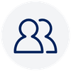 Icon of three abstract figures representing a group of people.
