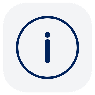 Information icon with a lowercase 'i' inside a circle.