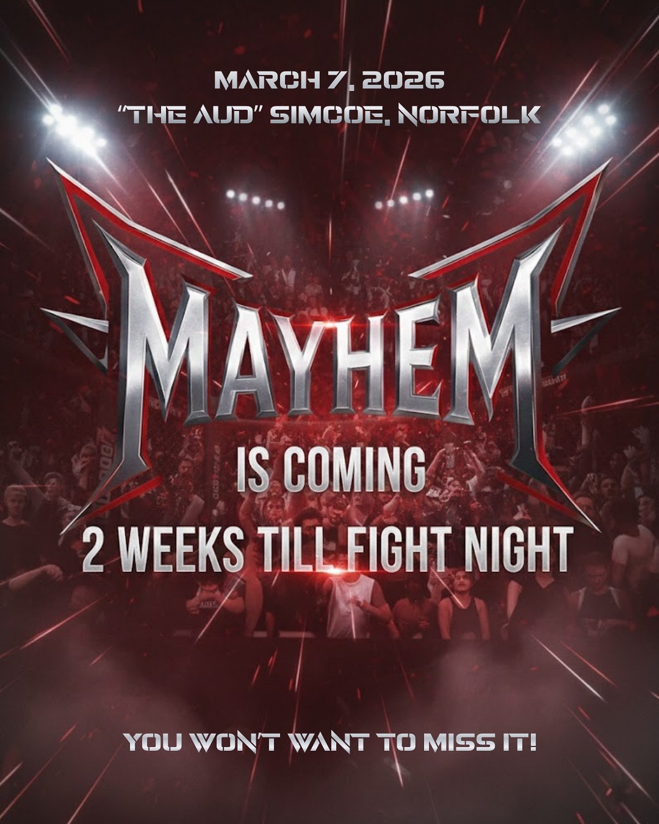 The countdown is officially ON. 🚨 We are exactly 2 WEEKS OUT from pure chaos. The training is done, the intensity is peaking, and the cage is waiting. You don&rsquo;t want to miss the carnage.
Who are you rooting for? Let us know in the comments! 👇