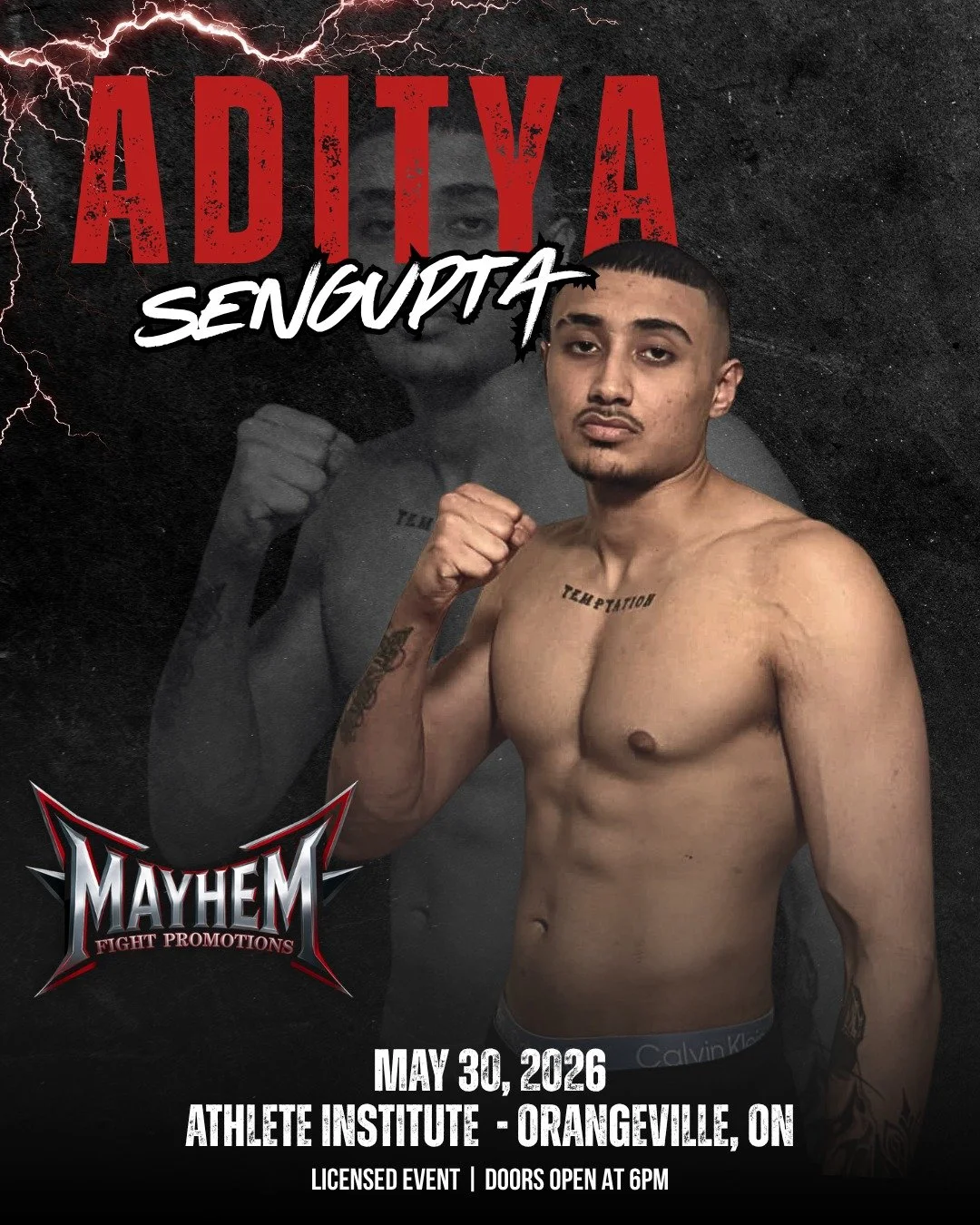 🔥 ORANGEVILLE, ON - MAY 30

The May 30th card just got a massive addition! We are hyped to announce that Aditya "Tandav" Sengupta is officially locked in to step into the cage at the Athlete Institute.

True to his nickname "Tandav,&q