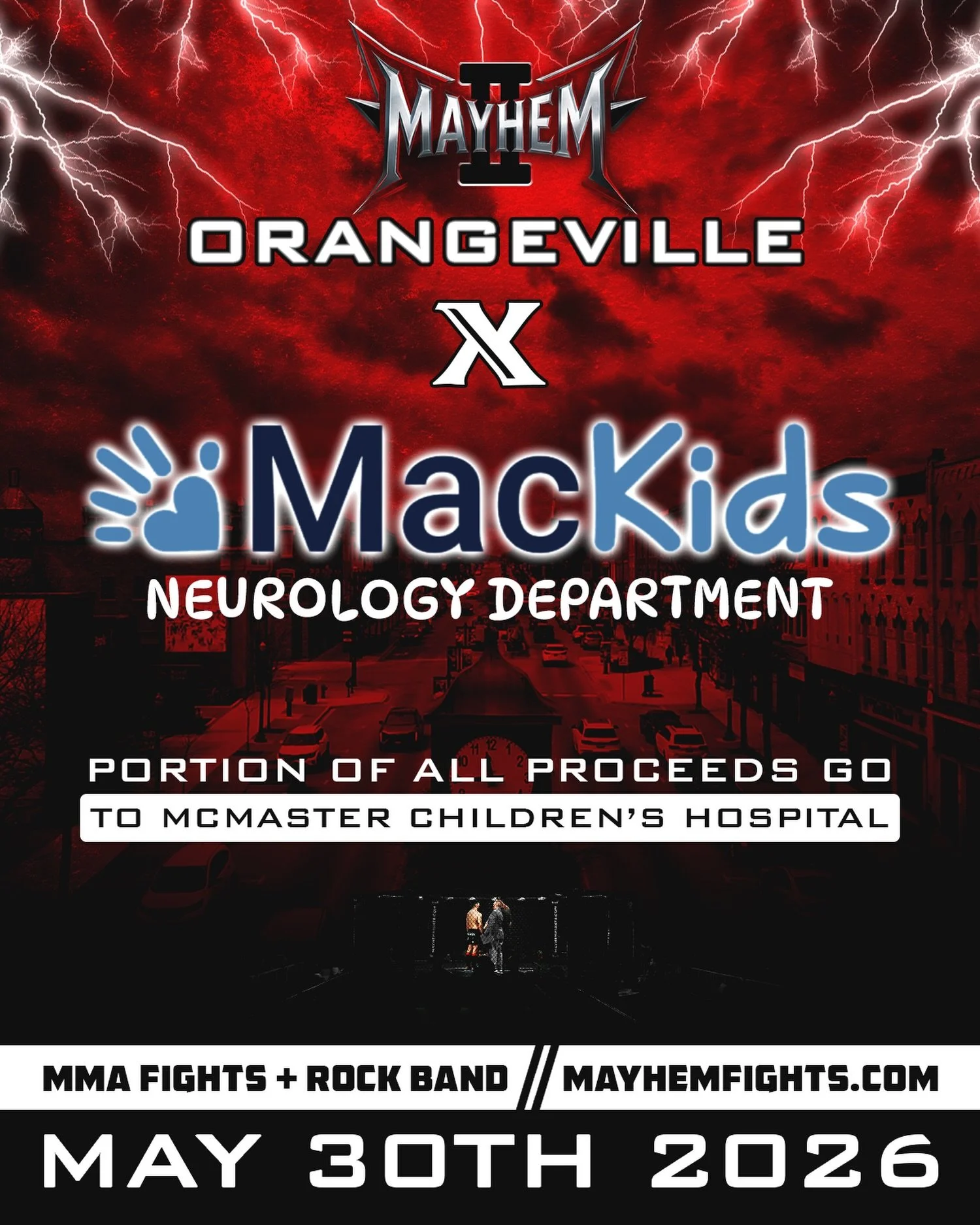Fight for Something Bigger Than the Cage 🥊⚡️

We are incredibly proud to announce that a portion of all proceeds from every Mayhem event goes directly to the McMaster Children&rsquo;s Hospital Neurology Department

Every ticket, every punch, and eve