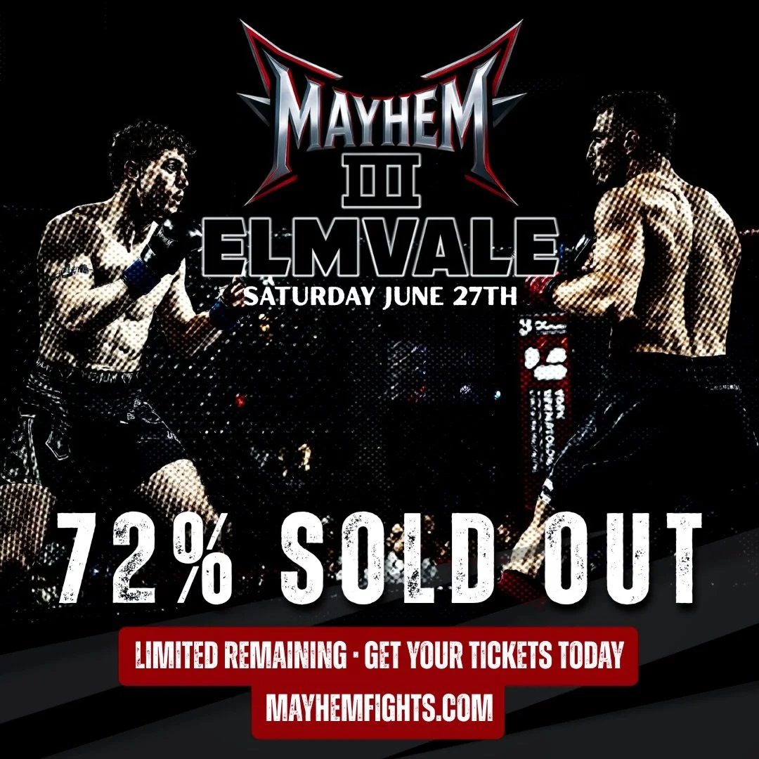 Don&rsquo;t sleep on your chance to grab tickets for Elmvale 💤 🎟️ Limited tables and general admission seating remaining for our June 27th event!!

🔥 Get your tickets today at MayhemFights.com 🔥

Elmvale Community Arena &bull; Saturday June 27th 