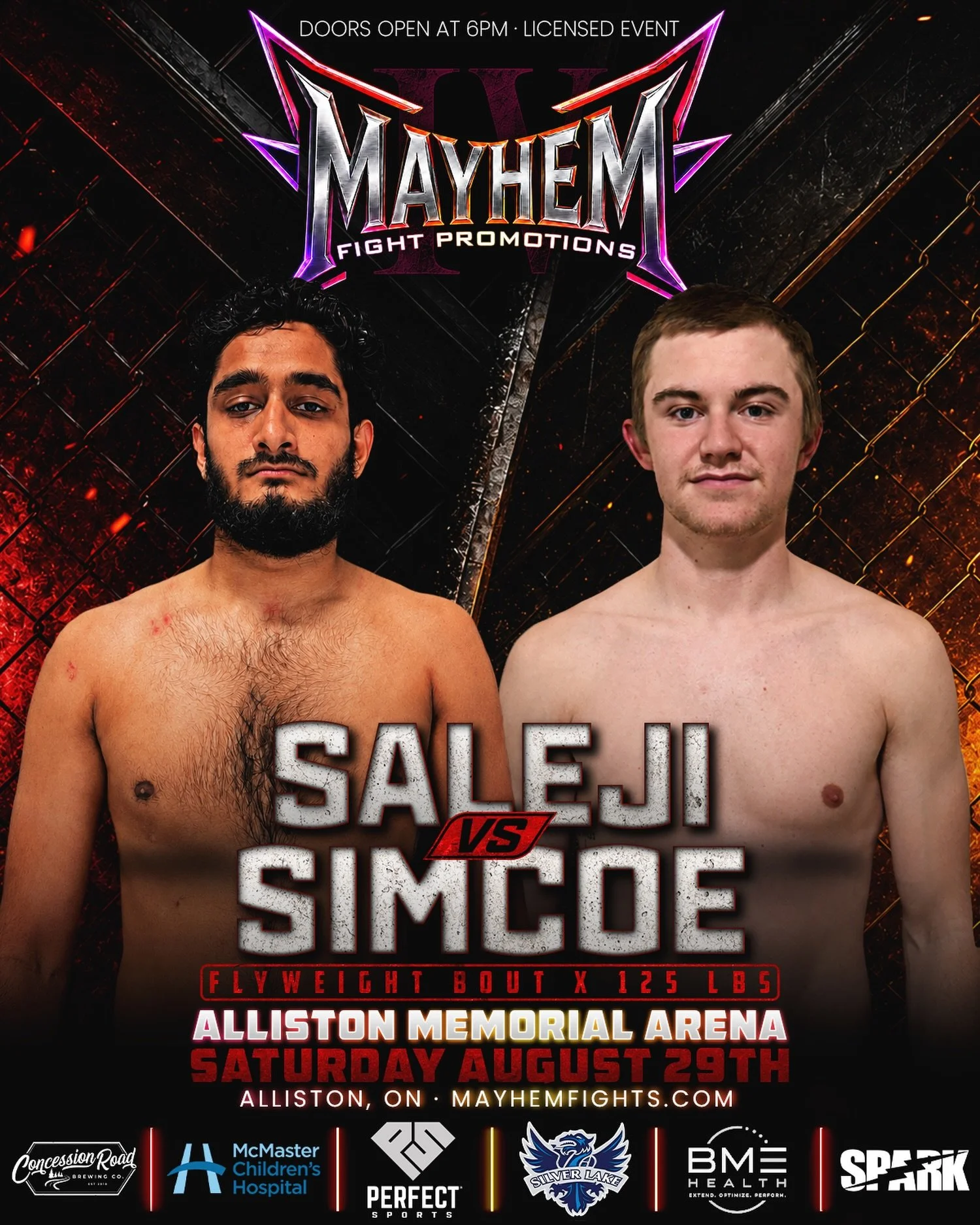 Umar Saleji vs. Chris Simcoe 🔥 Two exciting flyweight prospects are set to throw down inside the @MayhemFights cage on August 29th with both athletes are hunting a huge win in Alliston!

Get Your Tickets Now at 🎟️ MayhemFights.com/Alliston

Event S