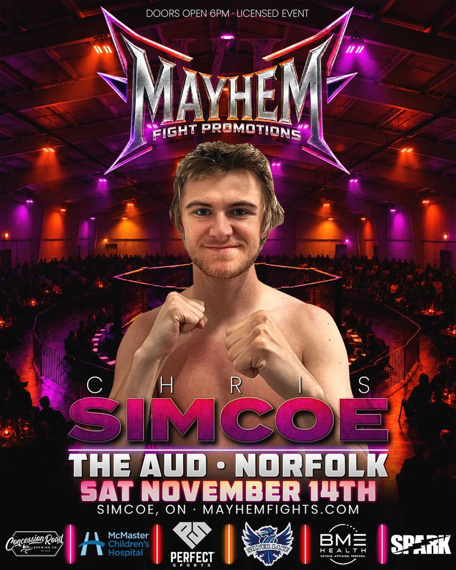 Chris Simcoe is back with @MayhemFights on November 14th 🔥 Ready for another opportunity inside the Mayhem cage, Simcoe heads to Norfolk looking to put his skills on display and walk away with a statement victory in front of the crowd at The Aud! 

