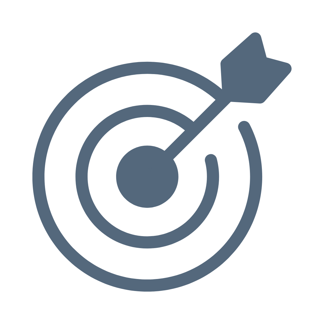 Icon of a target with an arrow hitting the bullseye.