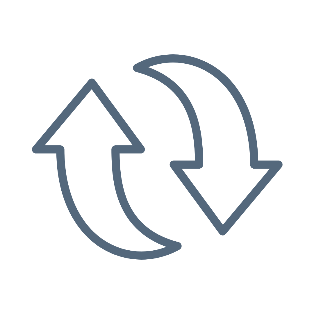 Icon of two curved arrows, one pointing up and the other pointing down, indicating a cycle or refresh process.