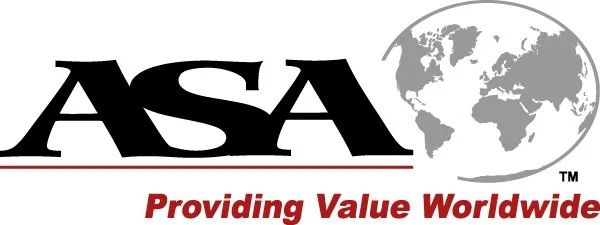 The image features the logo of ASA with a black and white map of the world on the right and the slogan 'Providing Value Worldwide' in red underneath.