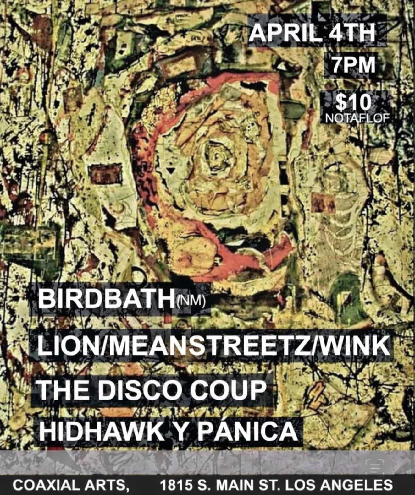 Birdbath, Lion/Meanstreetz/Wink, The Disco Coup, Hidhawk y Panica
