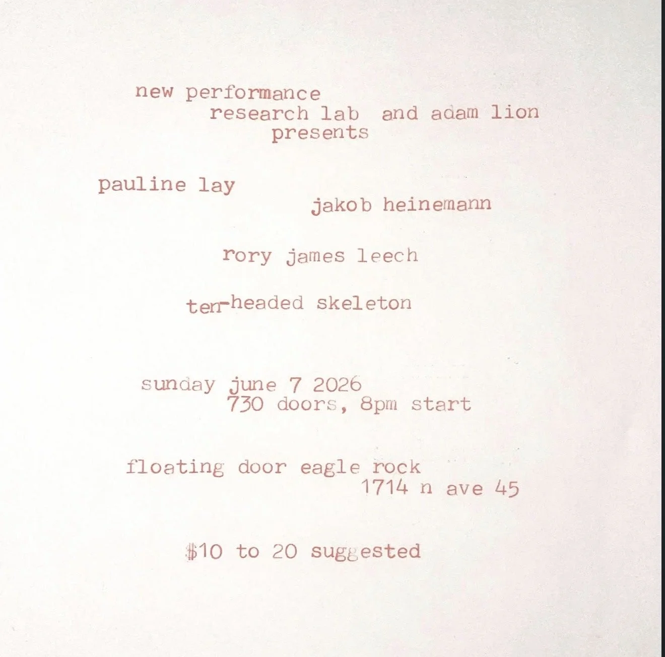 New Performance Research Lab and Adam lion Presents