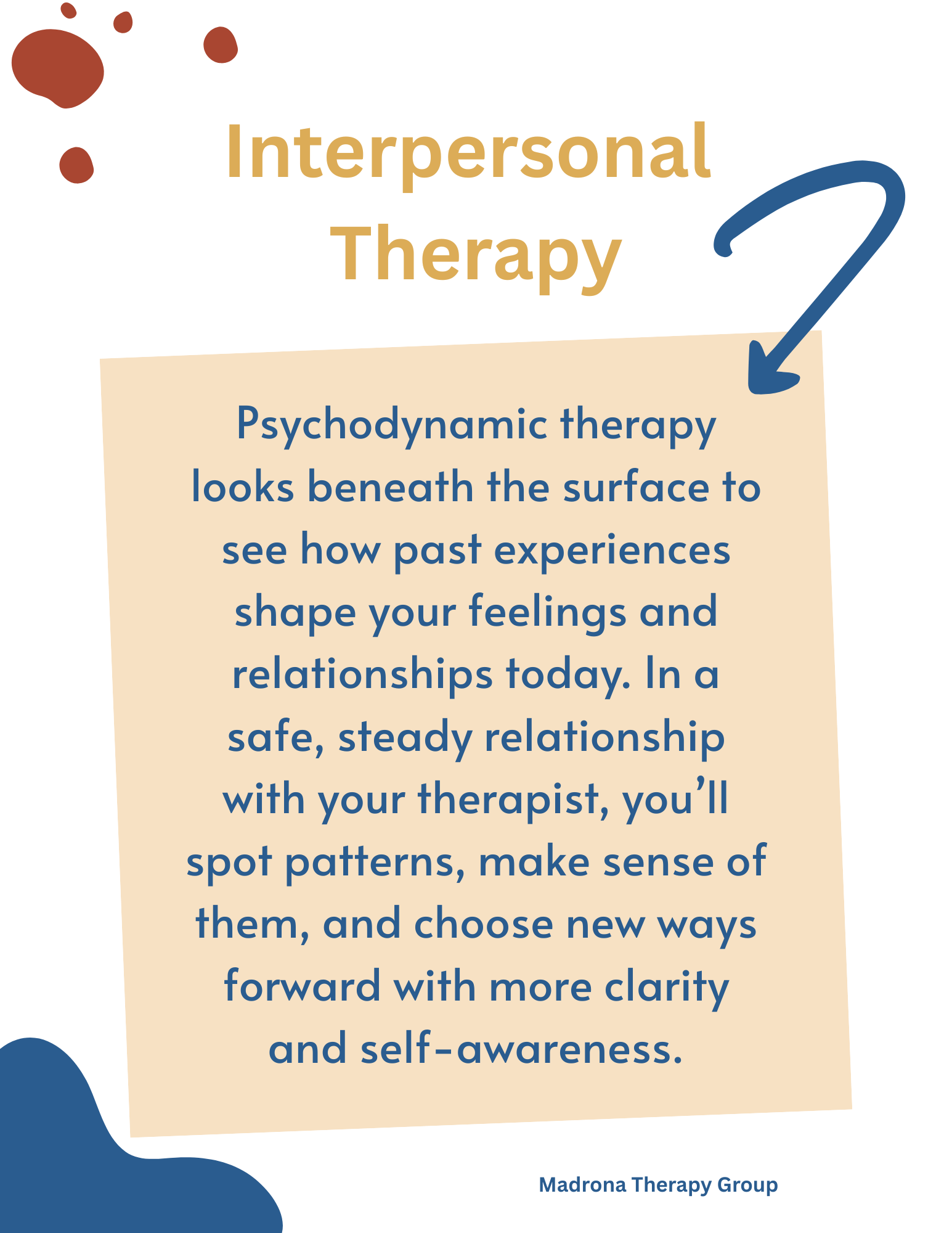 Interpersonal therapy in Orange County, CA — Madrona Therapy Group; mood, grief, and relationship skills.