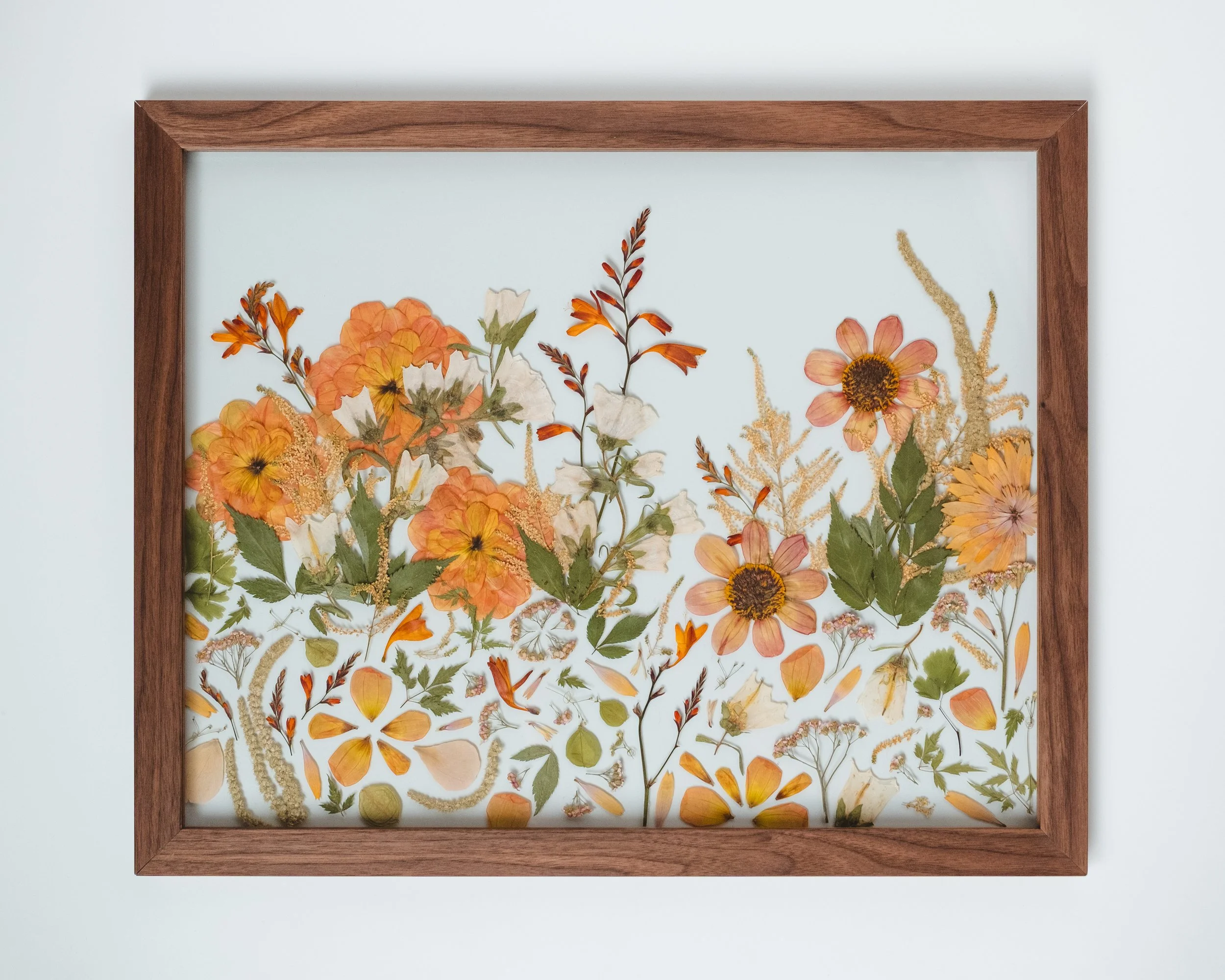 16x20" Walnut Floating Frame: Pressed Meadow/Wallpaper Styled Florals