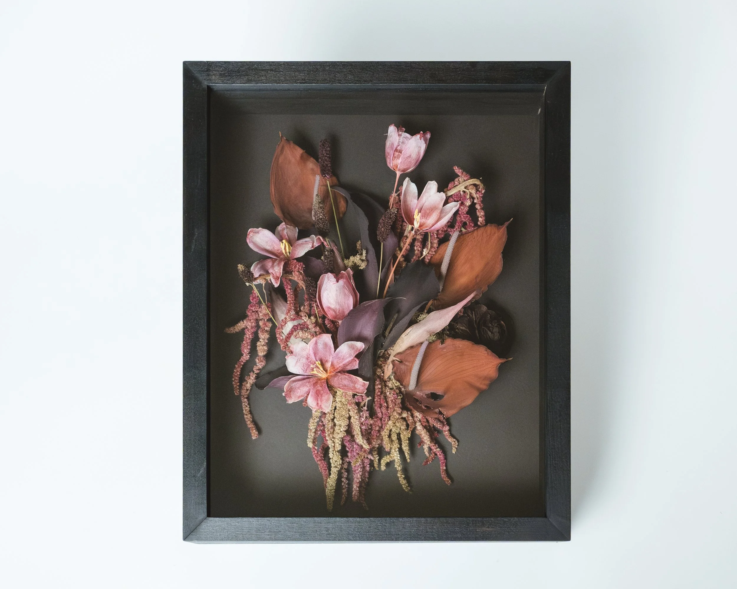 11x14" Black Shadowbox | Three Dimensional Portrait Bouquet Style Florals 
