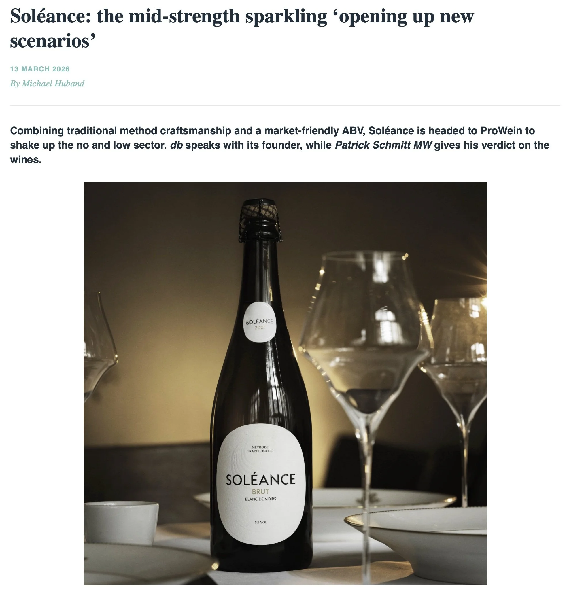 The Drinks Business über Soléance und Mid-Strength Sparkling