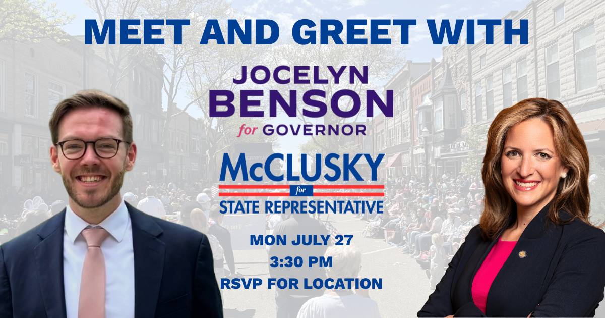 Meet and Greet with Jocelyn Benson and Joseph McClusky