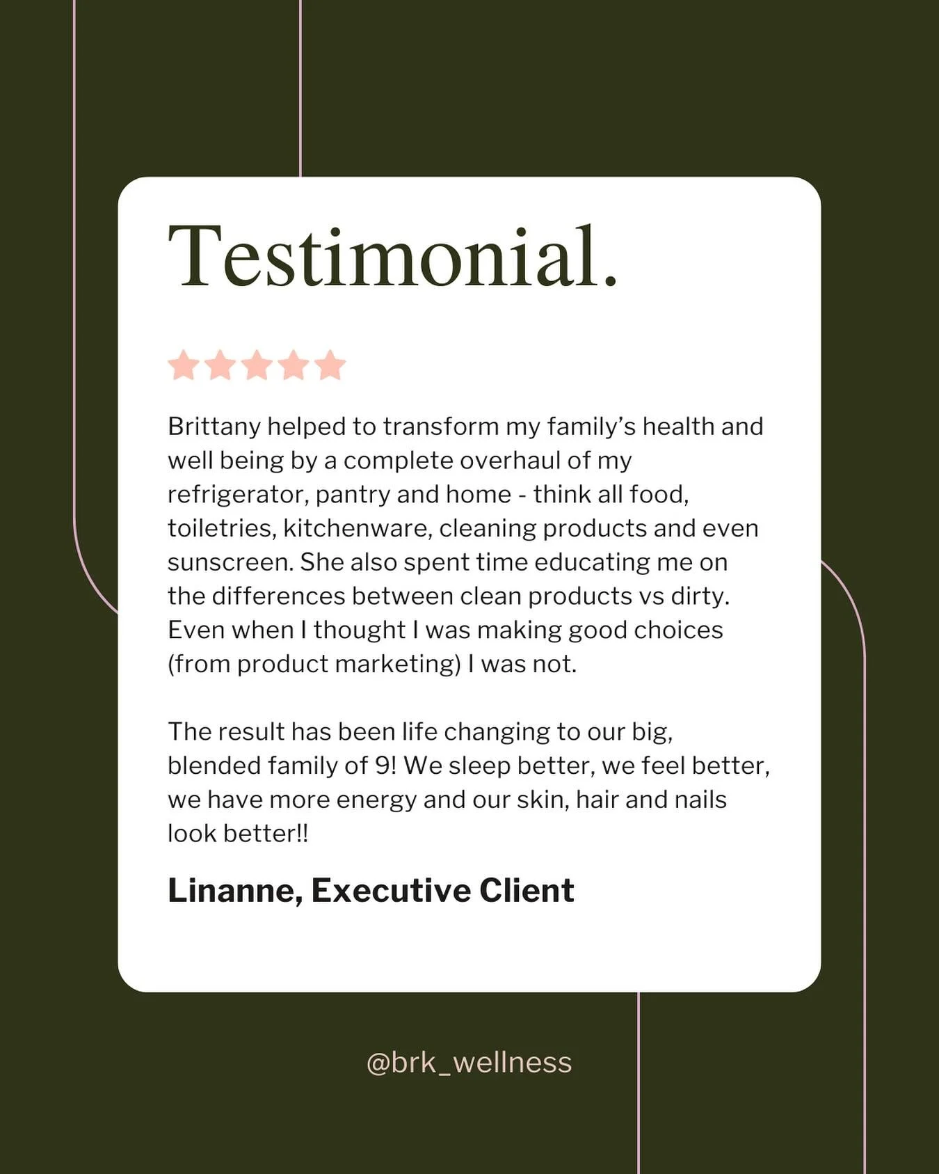 🌟TESTIMONIAL🌟

I loved receiving this testimonial from a very special client 💞. I love even more that our work together has trickled down to the rest of the family. 

Ready to start your transformation? Sign up for a free 15 minute consultation - 