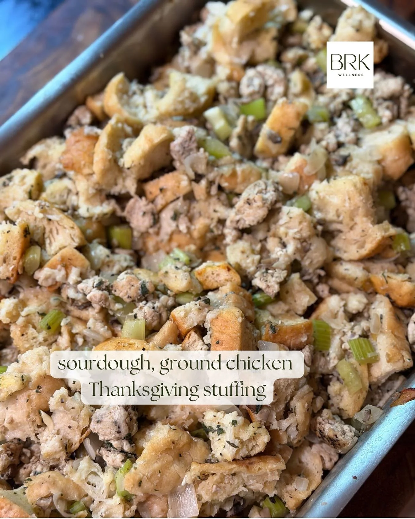 Sourdough, Chicken Stuffing 🍗 🍞 

Cozy, savory, and a little unexpected&mdash;this ground chicken stuffing is a total Thanksgiving upgrade. 
Loaded with toasted bread, saut&eacute;ed veggies, herbs, and juicy ground chicken, it&rsquo;s hearty, flav