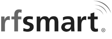 RF Smart logo in black and gray text with a curved signal icon above