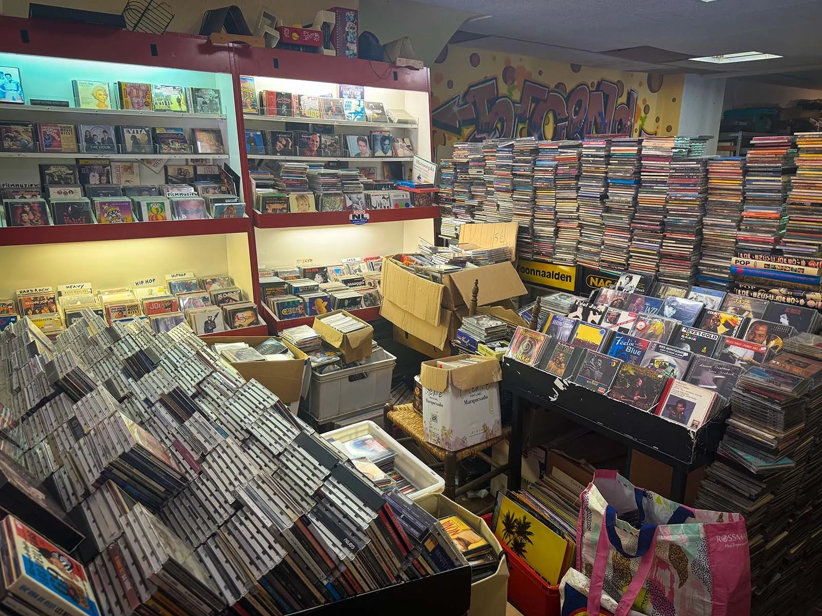 Interior of Second Life Music, a record store in Amsterdam. The photo is from an interview with the store by Amsterdam Vinyl Club. Amsterdam Vinyl Club is a community event in the city for collectors, DJs and anyone who loves music on vinyl.